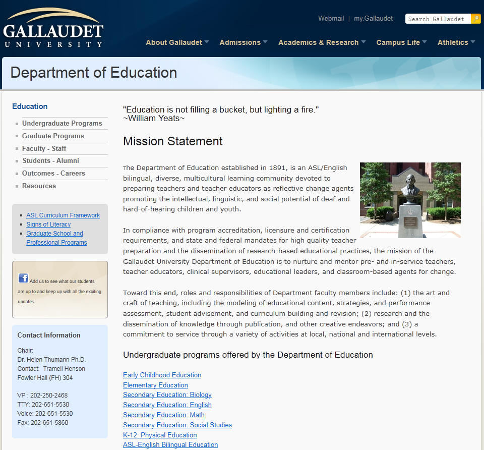 Gallaudet University Department of Education