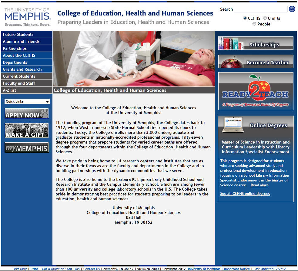 University of Memphis College of Education Health and Human Sciences