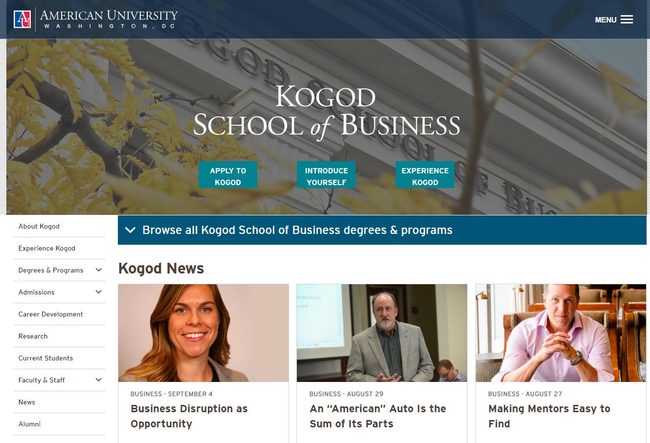The Kogod School of Business at American University