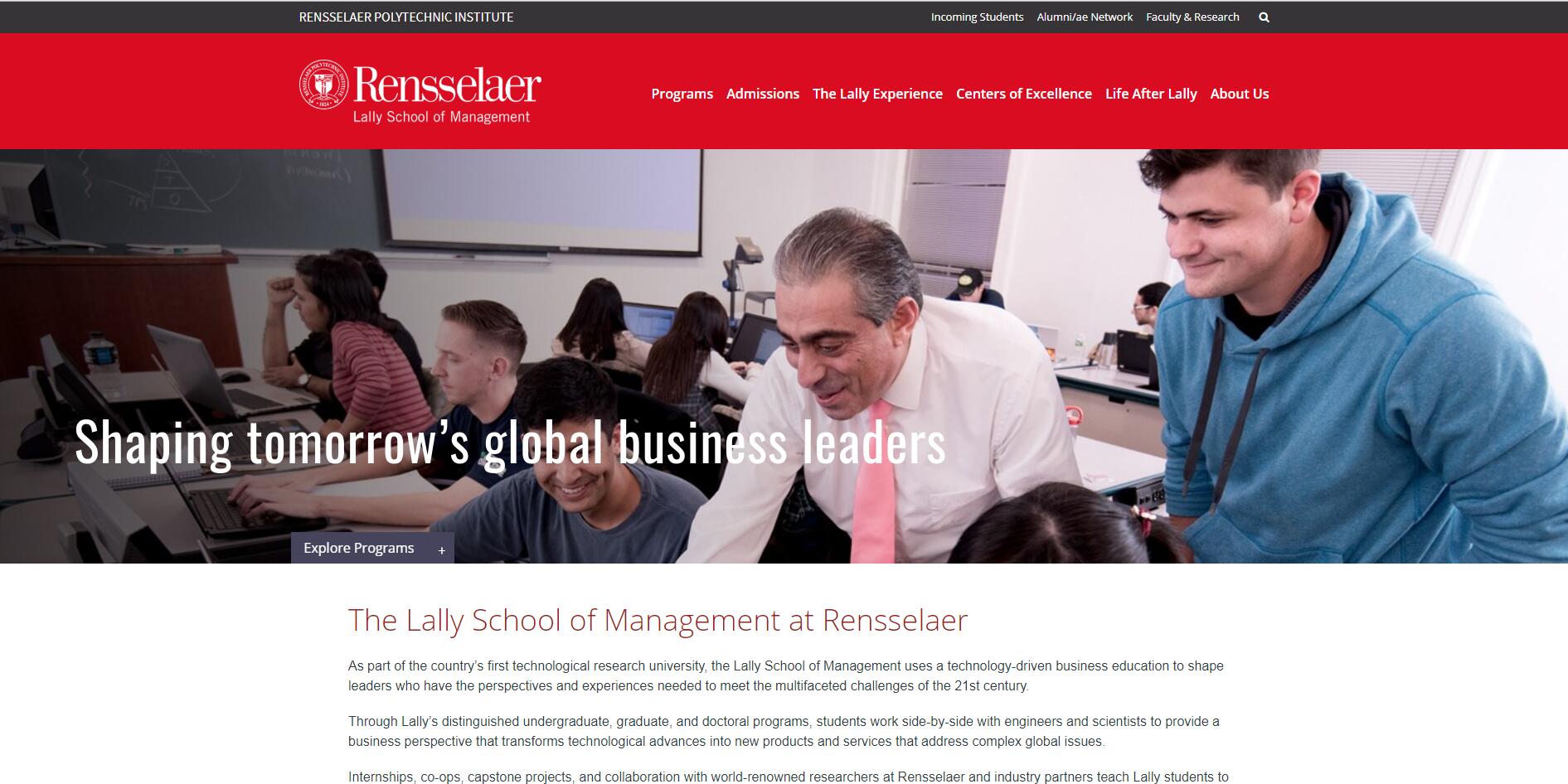 The Lally School of Management and Technology at Rensselaer Polytechnic Institute