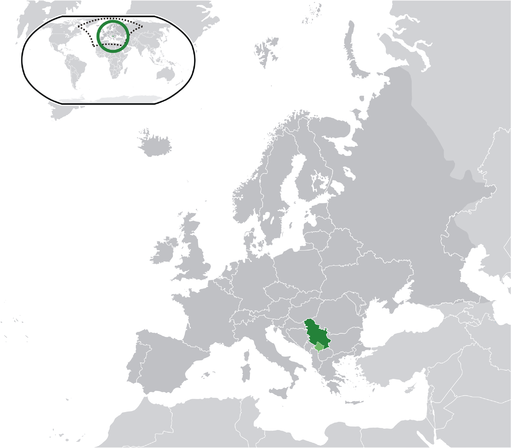 Location of Serbia in Europe