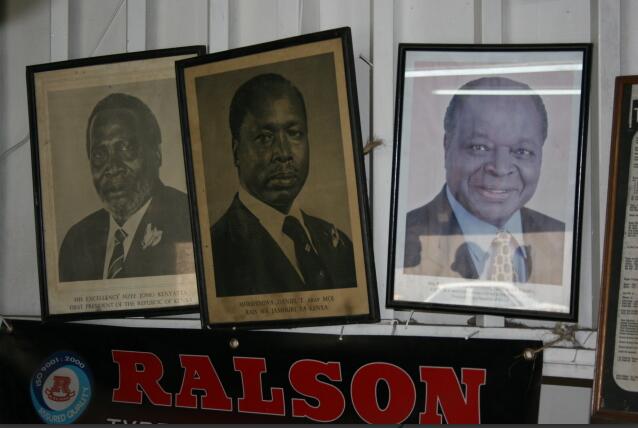 The first three presidents since independence until 2013 as shop decorations