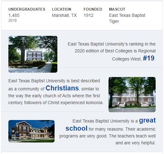 East Texas Baptist University History