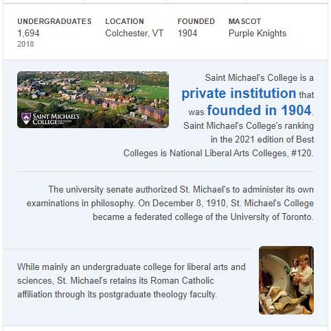 St. Michael’s College History