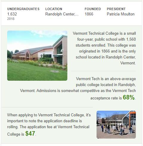 Vermont Technical College History