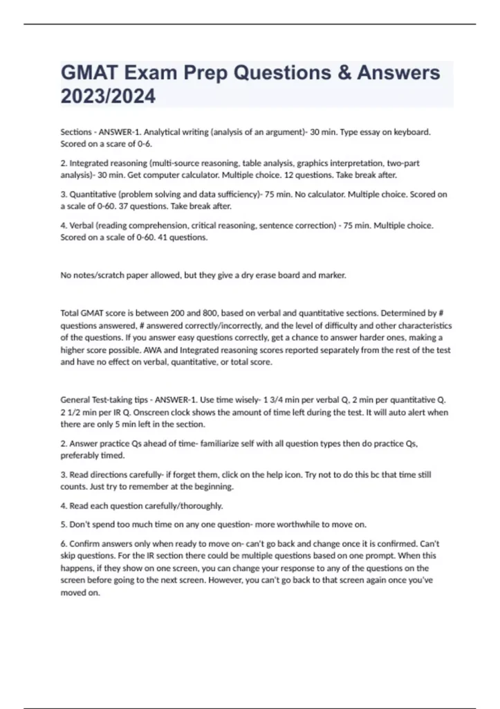 GMAT Sample Test Answered with Complete Explanation